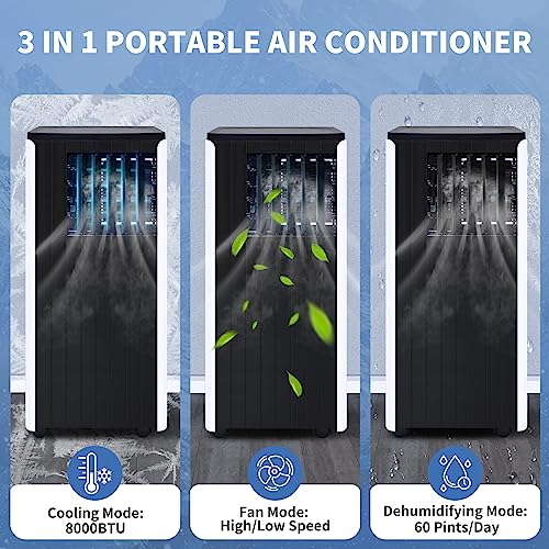 DENBIG Portable Air Conditioner, 8,000 BTU, 350 sq.ft