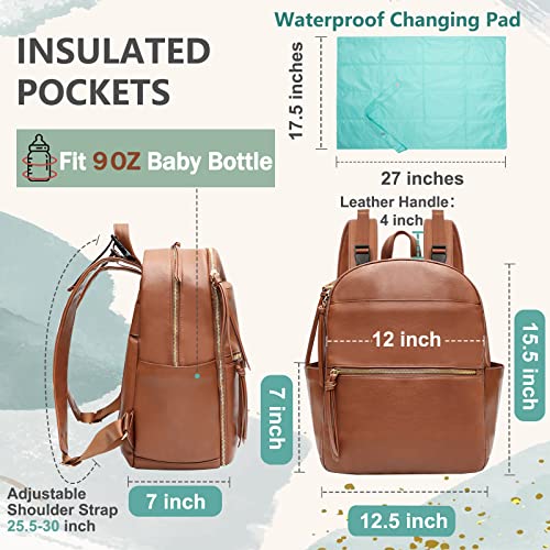 Leder Wickeltasche Rucksack für Mama und Papa