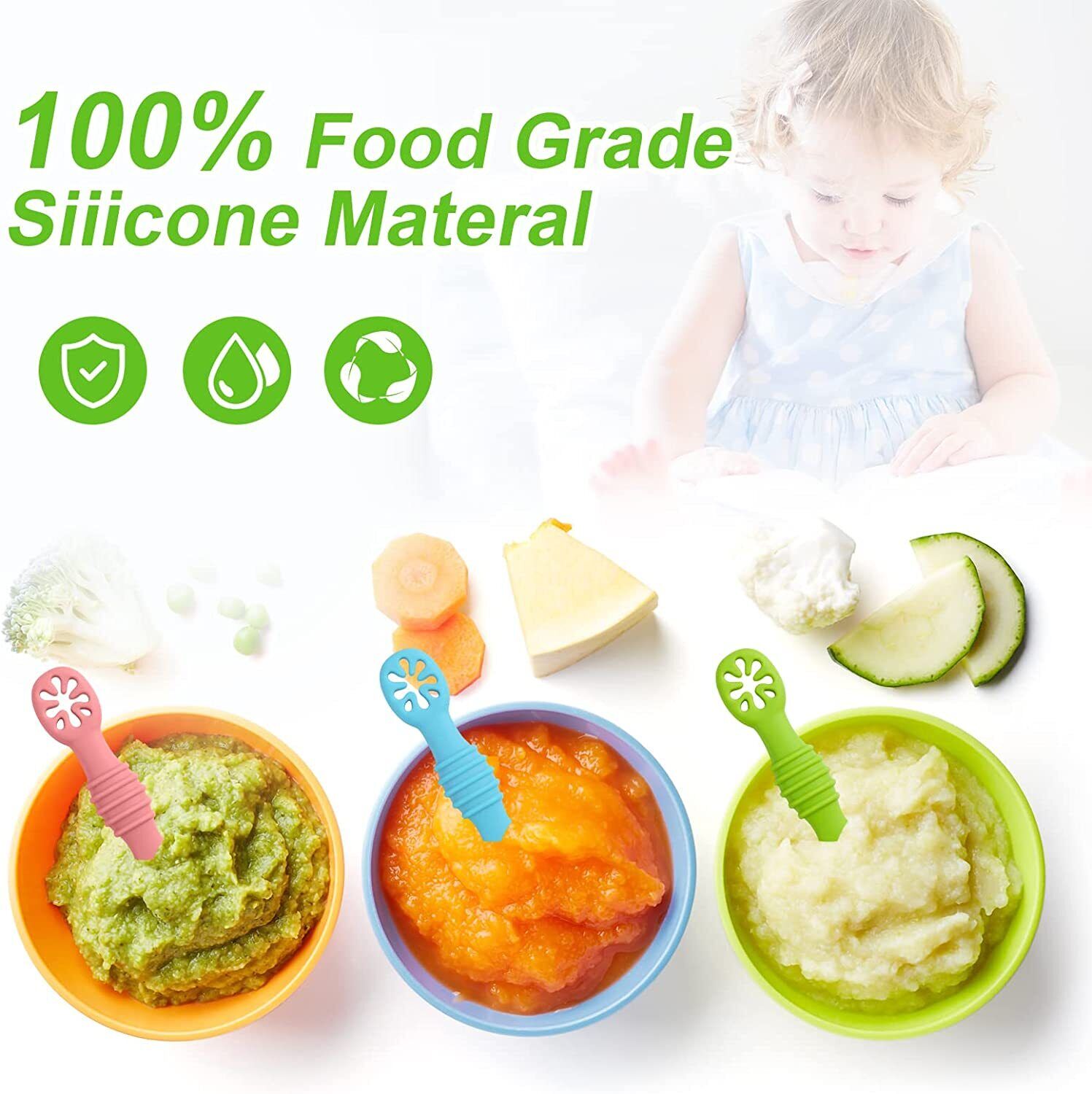 6-pc Silicone Baby Spoons for Weaning