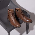 Vostey Men's Brown Casual Combat Ankle Boots