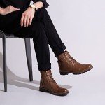 Vostey Men's Brown Casual Combat Ankle Boots