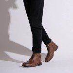 Vostey Men's Brown Casual Combat Ankle Boots