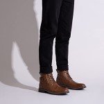 Vostey Men's Brown Casual Combat Ankle Boots