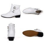 Men's Leather Pointed Toe Chelsea Boots - White