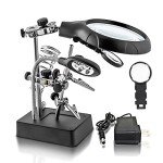 LED Magnifying Glass Soldering Station with Clips