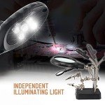 LED Magnifying Glass Soldering Station with Clips