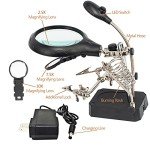 LED Magnifying Glass Soldering Station with Clips