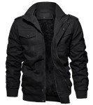 Men's Black Military Bomber Jacket for Winter