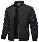 TACVASEN Men's Lightweight Black Bomber Jacket