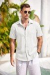 COOFANDY Men's Short Sleeve Linen Beach Shirt