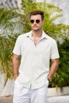 COOFANDY Men's Short Sleeve Linen Beach Shirt