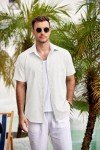 COOFANDY Men's Short Sleeve Linen Beach Shirt