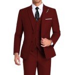 Burgundy 3-Piece Slim Fit Men’s Suit Set