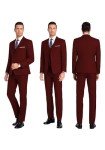 Burgundy 3-Piece Slim Fit Men’s Suit Set