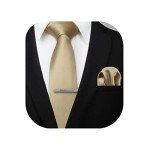 HISDERN Solid Color Tie and Pocket Square Set