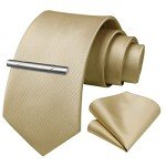 HISDERN Solid Color Tie and Pocket Square Set