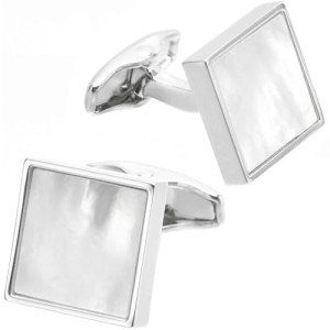 Jonwo Square Mother of Pearl Cufflinks & Tie Clip