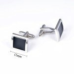 Silver and Black Square Men's Cufflinks in Box