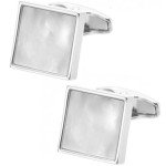 Jonwo Square Mother of Pearl Cufflinks & Tie Clip