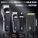 Men's Hair Clippers & Grooming Set - Cordless
