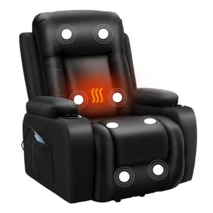 Alfordson Heated Massage Recliner Chair in Black