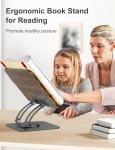 Adjustable 360° Book Stand with Page Clips