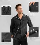 David Archy Men's Cotton Pajama Set with Pockets