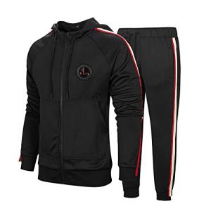 Men's Black Full Zip Athletic Tracksuit
