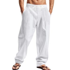 Men’s Lightweight Linen Beach Pants with Pockets