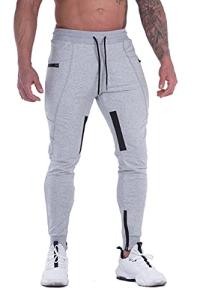 Slim Fit Light Grey Joggers with Zipper Pockets