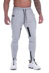 Slim Fit Light Grey Joggers with Zipper Pockets