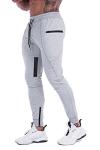 Slim Fit Light Grey Joggers with Zipper Pockets