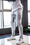 Slim Fit Light Grey Joggers with Zipper Pockets