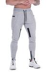 Slim Fit Light Grey Joggers with Zipper Pockets