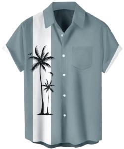 Men's Vintage Hawaiian Bowling Button-Up Shirt
