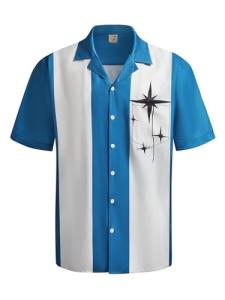 Hardaddy Men's Vintage 1950s Bowling Shirt - Aqua Blue