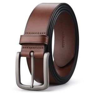Buffway Men's 1.5" Brown Leather Belt