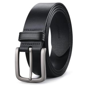 Buffway Men's 1.5" Leather Belt - Black