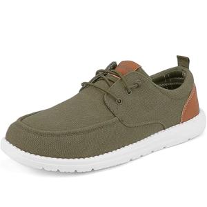 ASITVO Men's Army Green Canvas Slip-On Loafers