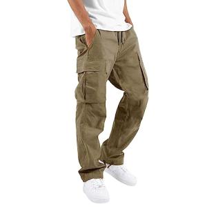 Men's Casual Cargo Joggers in Beige and Grey