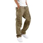 Men's Casual Cargo Joggers in Beige and Grey