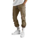 Men's Casual Cargo Joggers in Beige and Grey