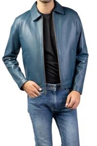 Jild Classic Polo Collar Leather Jacket for Men