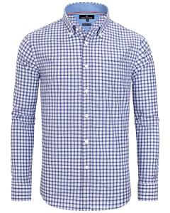 Men's Blue Plaid Button-Down Dress Shirt