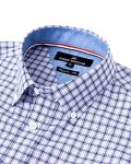 Men's Blue Plaid Button-Down Dress Shirt