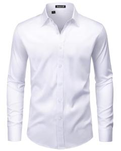 White Long Sleeve Dress Shirt for Men