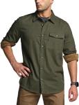 CQR Men's Cotton Button Down Flannel Shirt