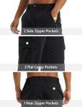 Men's Black 3/4 Cargo Shorts with 5 Pockets