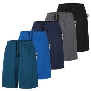 5 Pack Men's Quick Dry Gym Shorts with Pockets