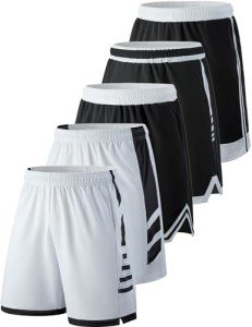 5 Pack Men's Quick Dry Basketball Shorts Set